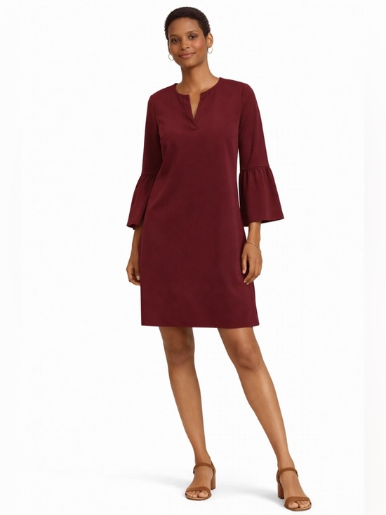 J. Crew Dresses & Skirts - J.Crew Maroon Bell Sleeve Shift Dress | Classic Minimalist | Work to Weekend